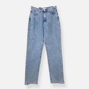 WeWoreWhat Wide Leg Jeans 24 High Rise Light Wash Denim Model Off Duty